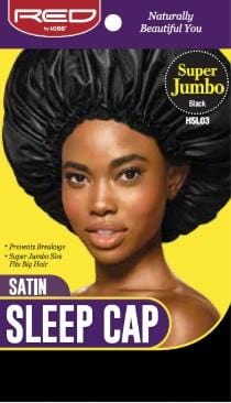 RED BY KISS SATIN SLEEP CAP BLACK SUPER JUMBO HSL03