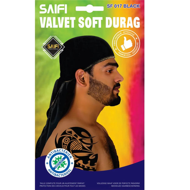 SAIFI VELVET SOFT DURAG SF017BLACK