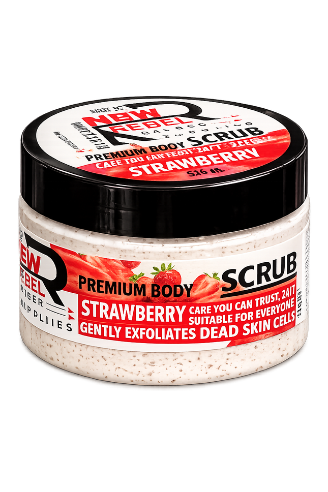 New Rebel Premium Body Scrub Strawberry – Exfoliating Body Scrub 320ml