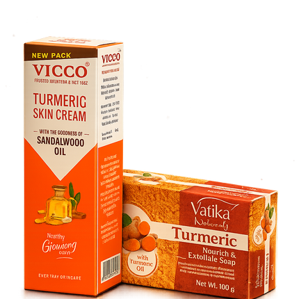Vicco Turmeric Skin Cream and Vatika Tumeric Soap set