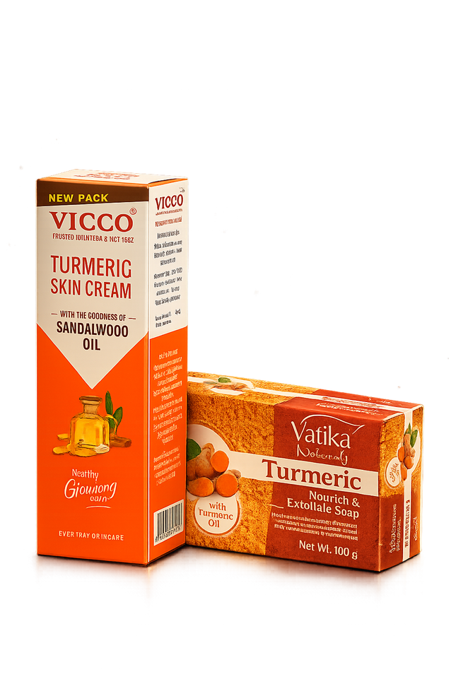 Vicco Turmeric Skin Cream and Vatika Tumeric Soap set