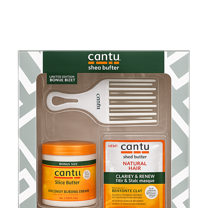 Cantu Shea Butter Bonus Size met Winter Clarify and Curl Set+free Cantu Comb