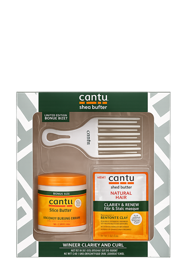 Cantu Shea Butter Bonus Size met Winter Clarify and Curl Set+free Cantu Comb