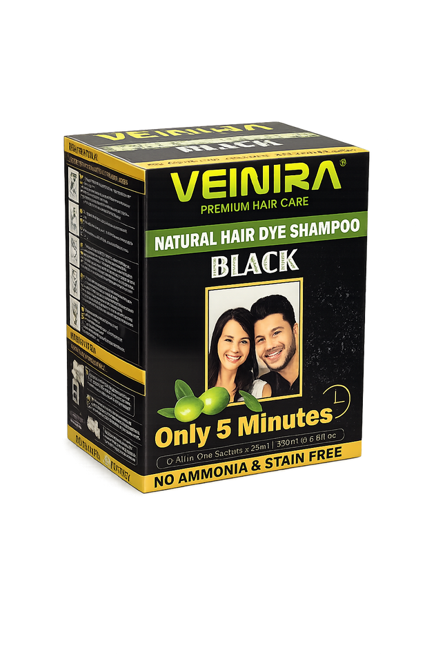 Veinira Premium Natural Hair Dye Shampoo Black 10 Sachets 25 ml - Hairwaxshop