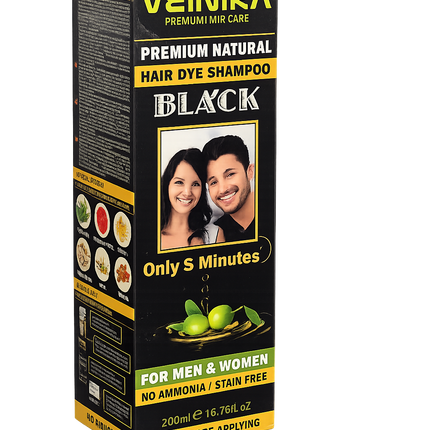 Veinira Premium Natural Hair Dye Shampoo Black 200 ml