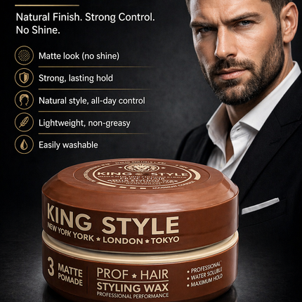 King Style Hair Styling Wax Matte Pomade 3 150ml - Hairwaxshop