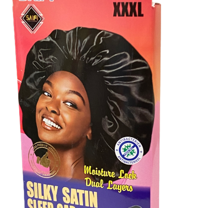Saifi Silky Satin Sleep Cap XXXL SF 002 Black - Africa Products Shop