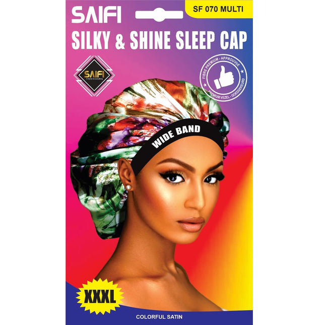 Saifi Silky & Shine Sleep Cap SF 070 MULTI COLORFUL SATIN XXXL - Africa Products Shop