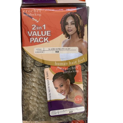Veera Crochet Interlocking 2 in 1 Afro Kinky Bulk Color num 613 - Africa Products Shop